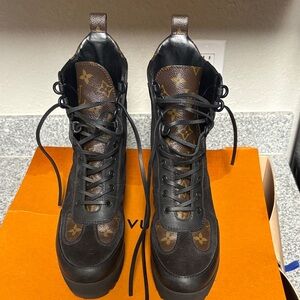 Louis Vuitton Black and Brown Combat Boots